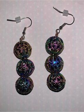 Handmade Metallic Multi-colored Earrings.